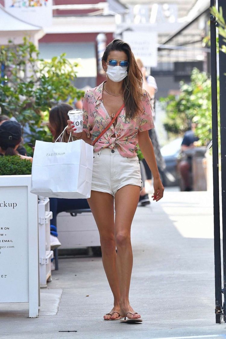 Alessandra Ambrosio Shopping In Shorts Out In Santa Monica