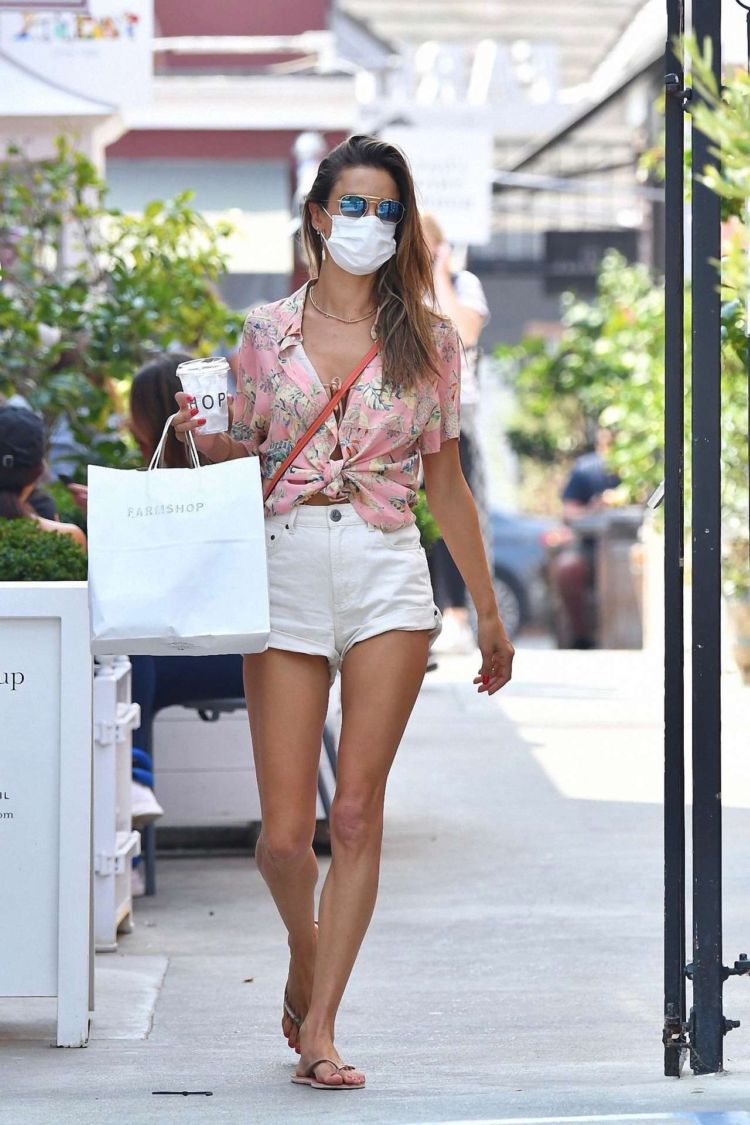 Alessandra Ambrosio Shopping In Shorts Out In Santa Monica
