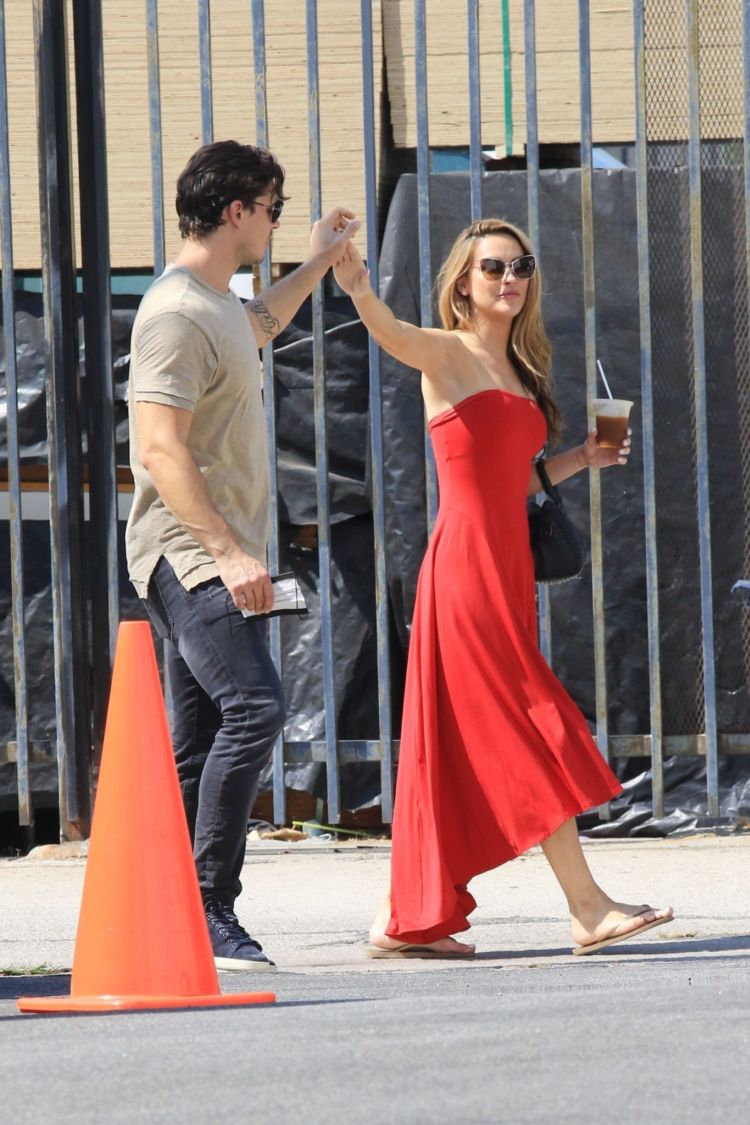 Chrishell Stause Shines In Red At The DWTS Studios In LA