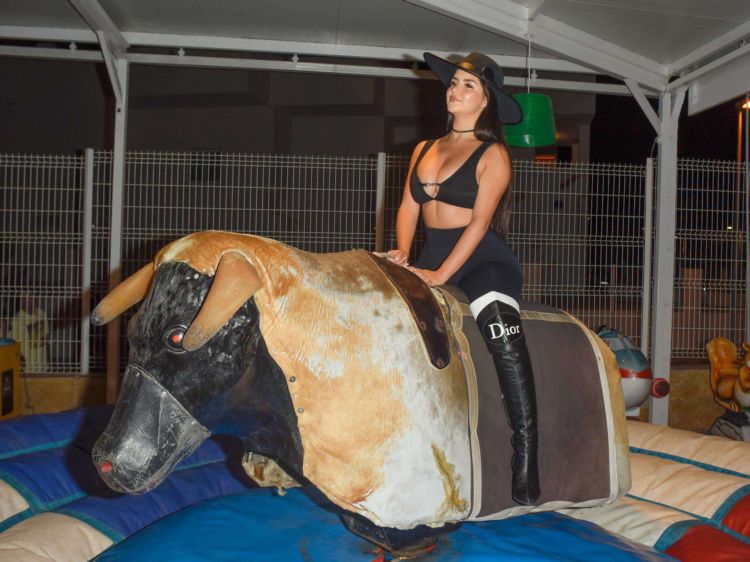 Demi Rose Mawby Enjoys The Bull Game Out In Ibiza