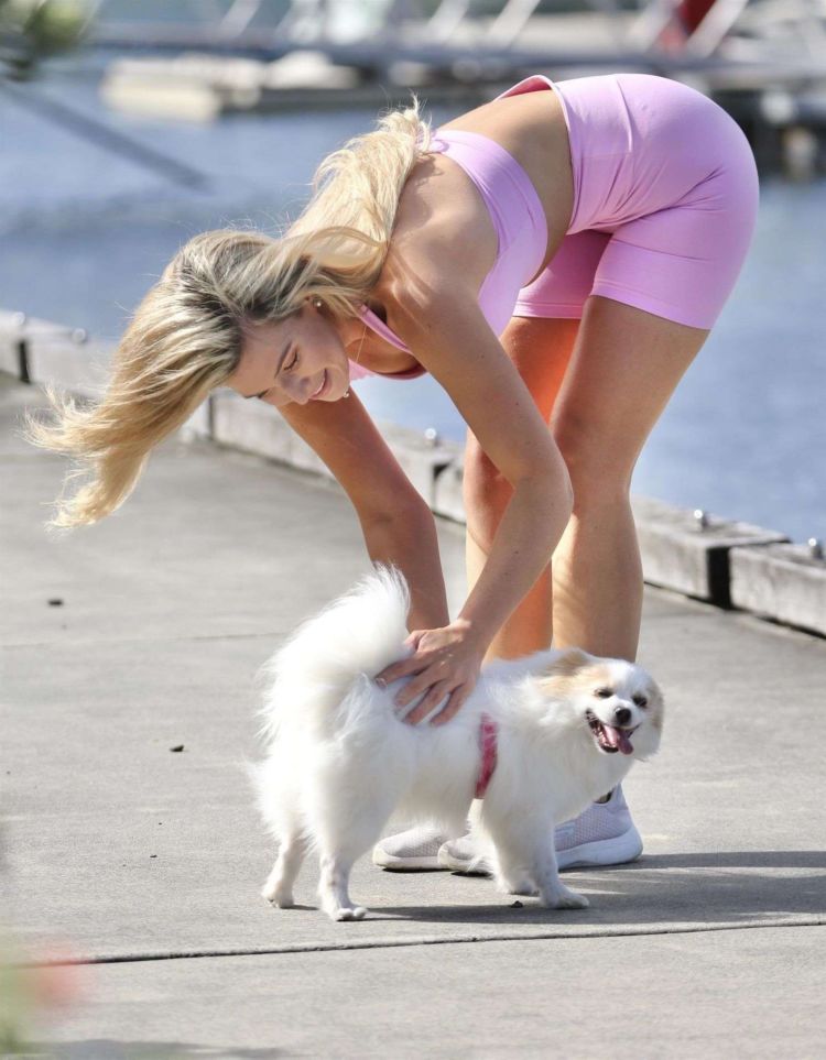 Pretty Gemma White Candids In A Pink Outfit On The Gold Coast