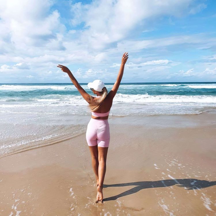 Pretty Gemma White Candids In A Pink Outfit On The Gold Coast