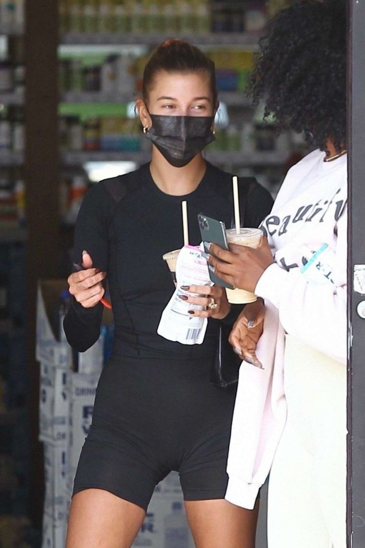 Hailey Bieber Candids In Black Out In Los Angeles