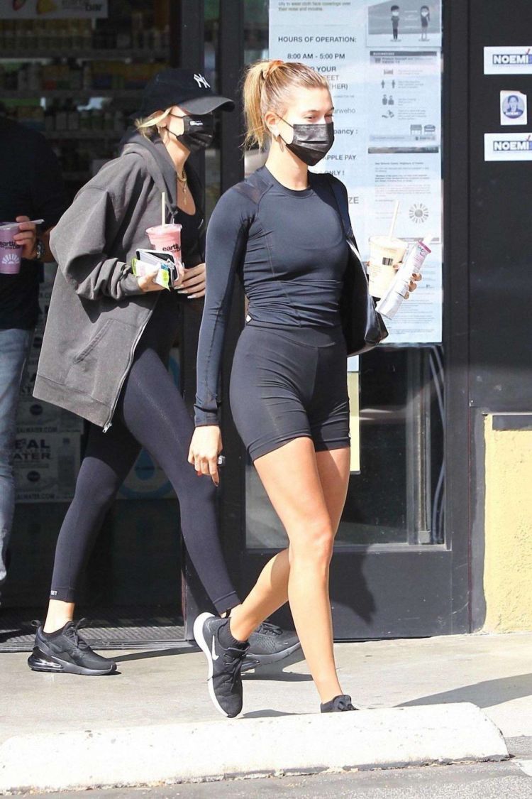 Hailey Bieber Candids In Black Out In Los Angeles