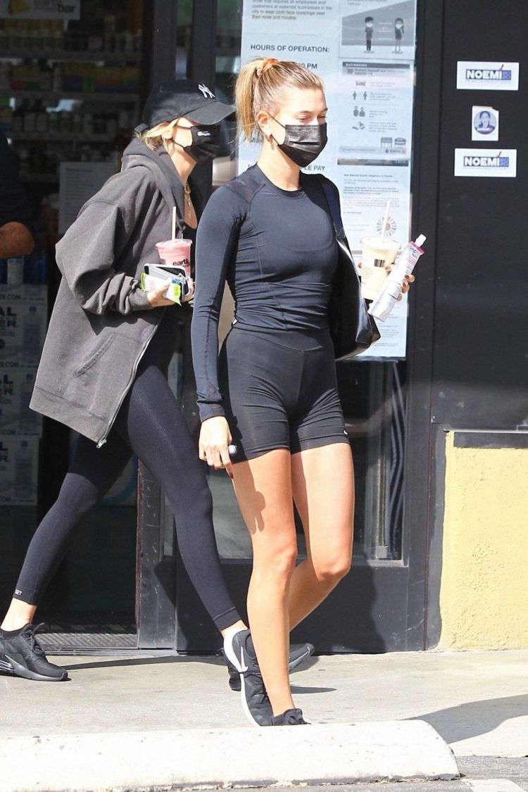 Hailey Bieber Candids In Black Out In Los Angeles