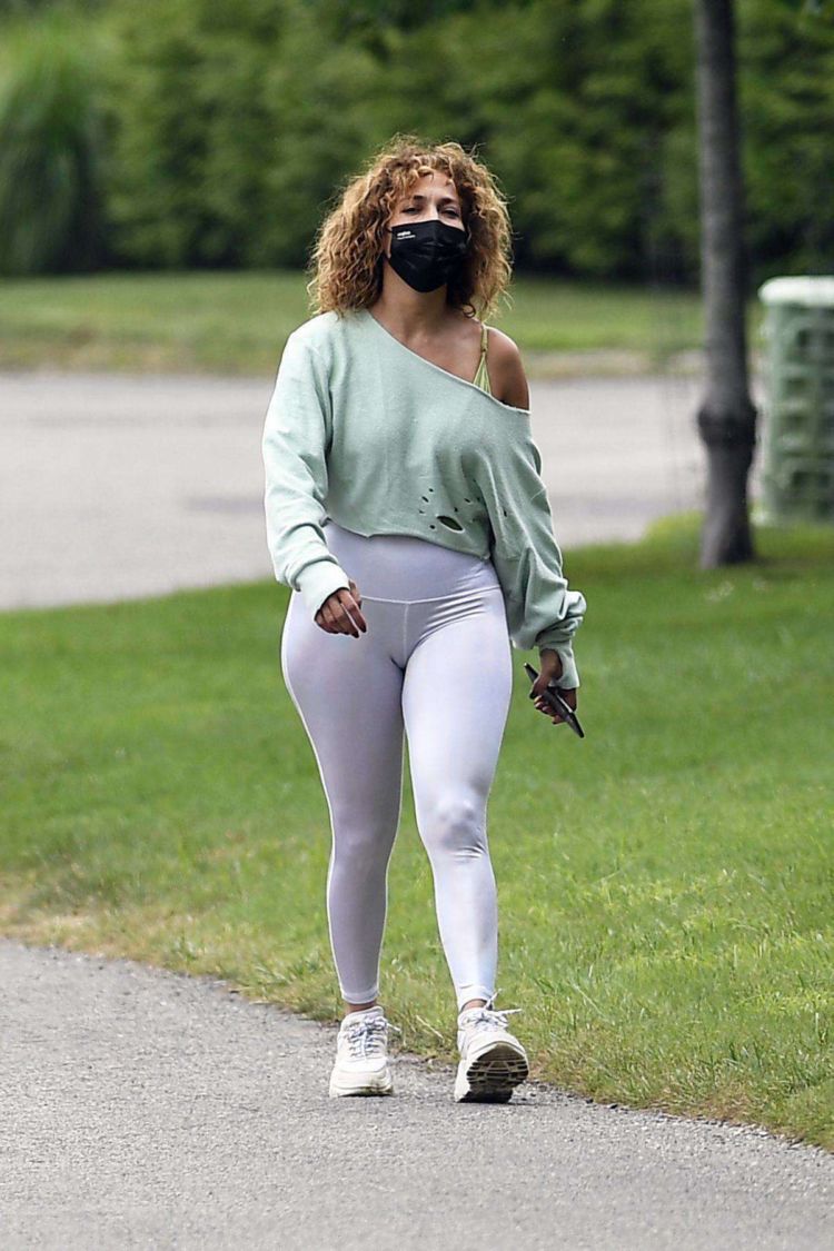 Jennifer Lopez Candids In Tight Leggings Out In Water Mill In NYC
