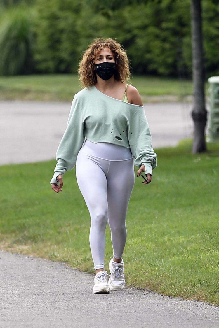 Jennifer Lopez Candids In Tight Leggings Out In Water Mill In NYC