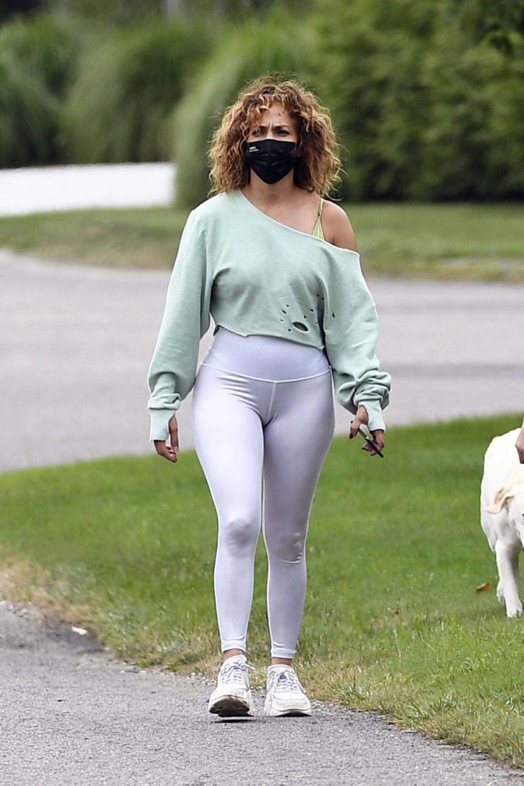 Jennifer Lopez Candids In Tight Leggings Out In Water Mill In NYC