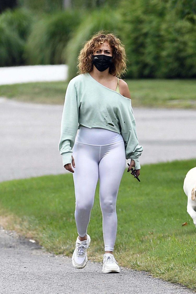 Jennifer Lopez Candids In Tight Leggings Out In Water Mill In NYC