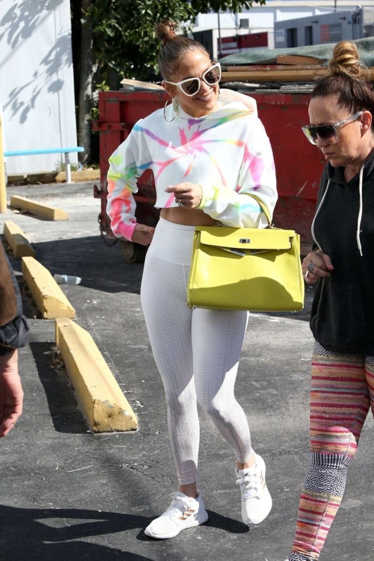 Jennifer Lopez Spotted In White Leggings Out In Miami