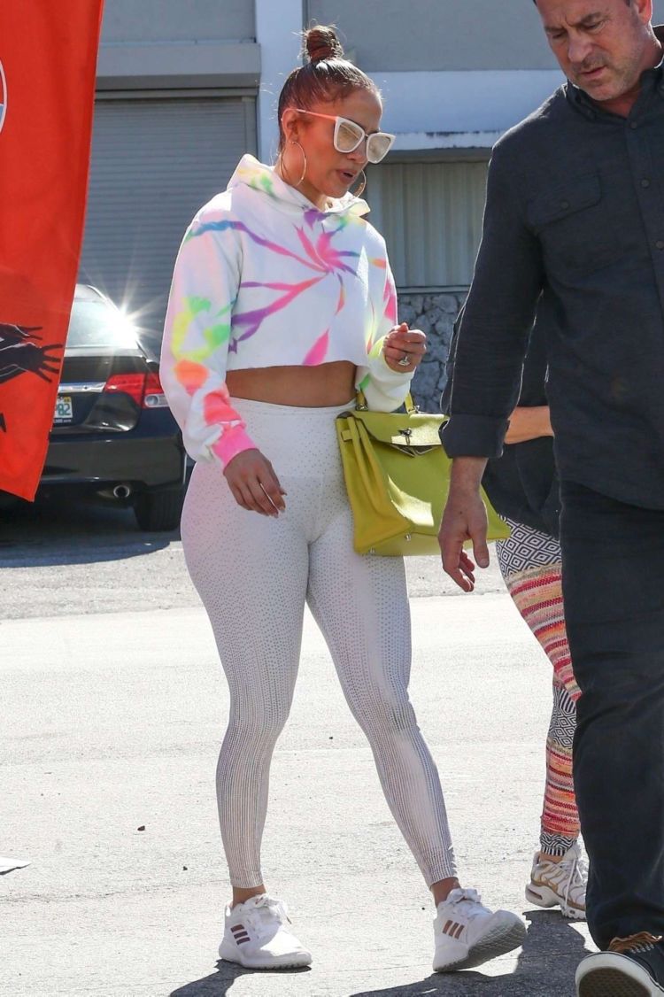 Jennifer Lopez Spotted In White Leggings Out In Miami