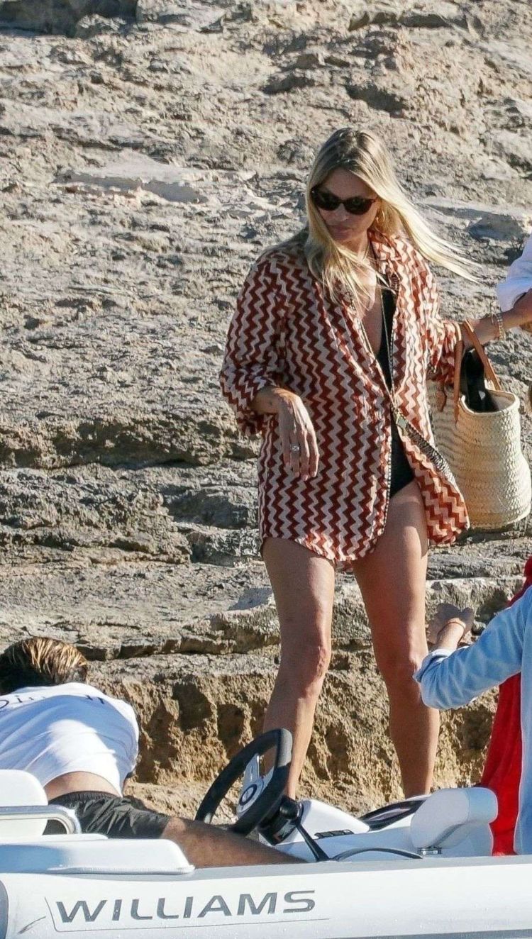 Kate Moss Spotted On The Beach During Her Holiday In Formentera