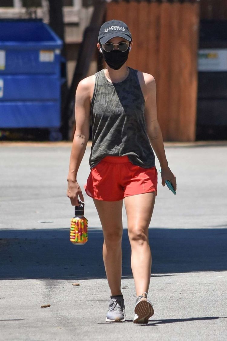 Lucy Hale Walking In Shorts Out In Studio City
