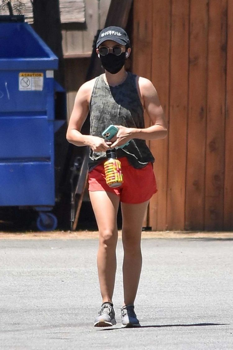 Lucy Hale Walking In Shorts Out In Studio City