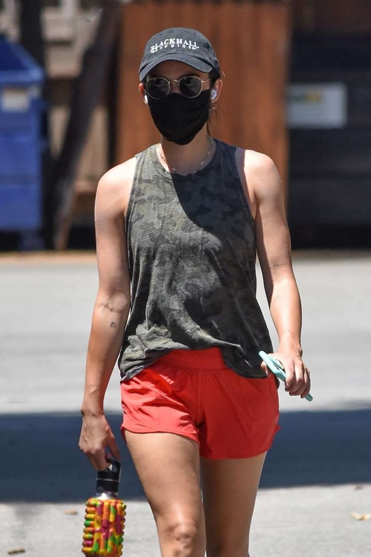 Lucy Hale Walking In Shorts Out In Studio City
