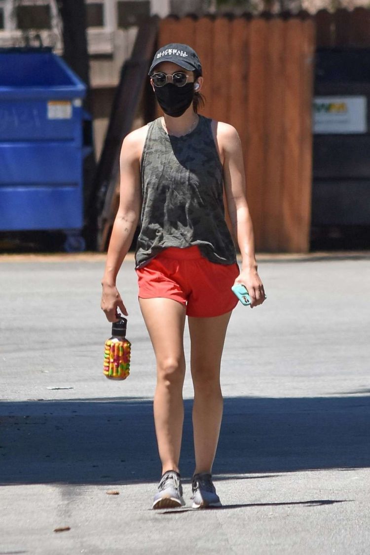 Lucy Hale Walking In Shorts Out In Studio City