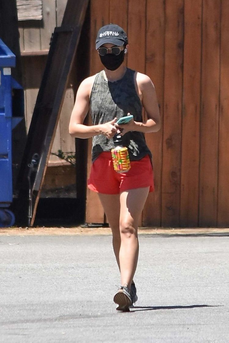 Lucy Hale Walking In Shorts Out In Studio City