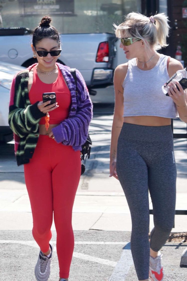 Vanessa Hudgens Candids In Red Leggings While Leaving A Gym In West Hollywood