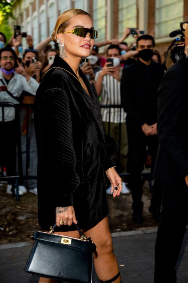 Rita Ora Arrives In Black At The Fendi's Fashion Show In Milan
