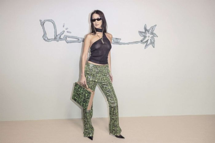 Bella Hadid In A Black Top At Dior X Travis Scott Fashion Show