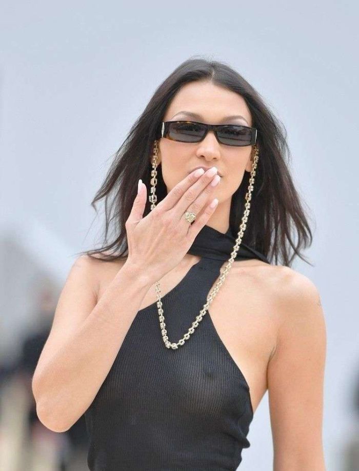 Bella Hadid In A Black Top At Dior X Travis Scott Fashion Show