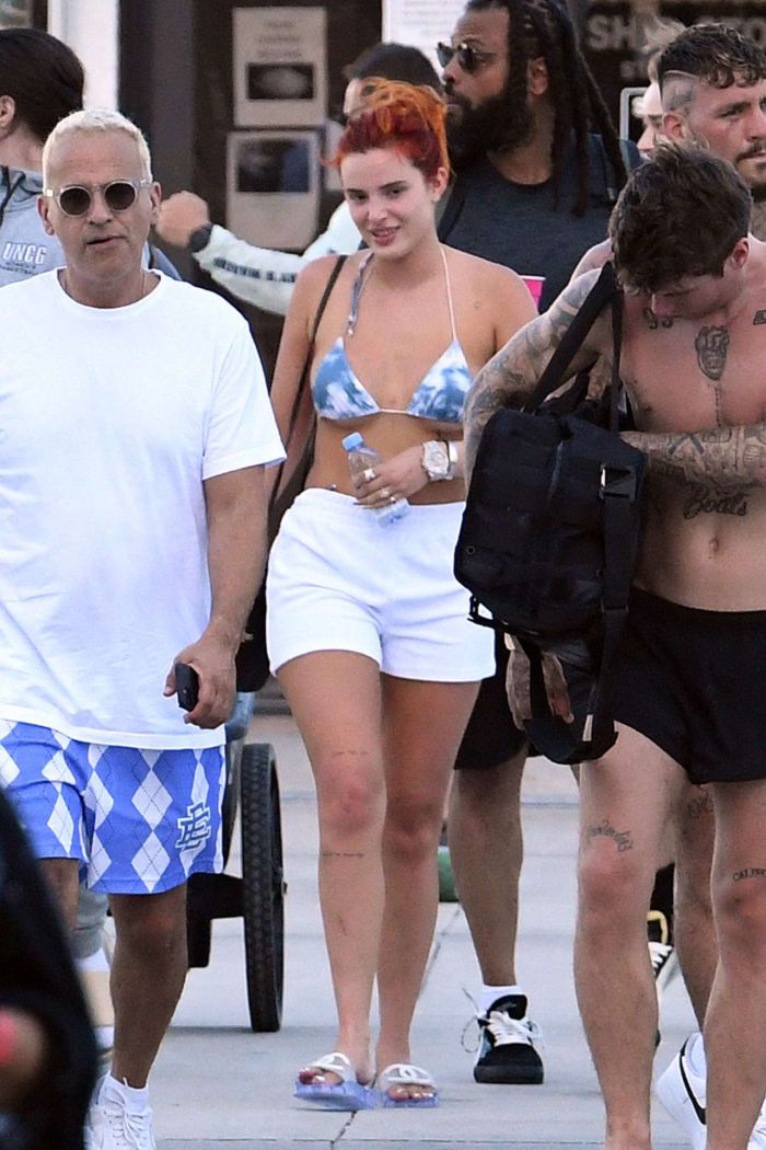 Bella Thorne In A Bikini Top Getting Off A Yacht In Miami