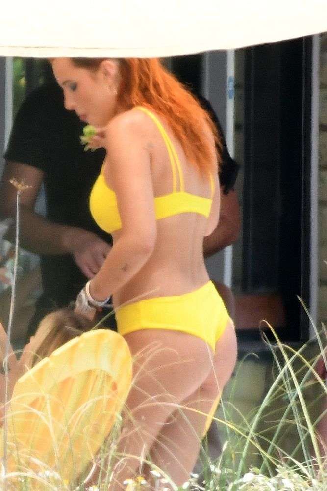Bella Thorne Vacationing In A Yellow Bikini In Miami