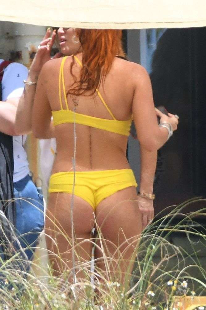 Bella Thorne Vacationing In A Yellow Bikini In Miami