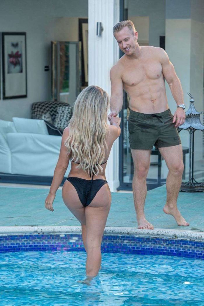 Bianca Gascoigne Enjoying In Bikini At A Swimming Pool In Croatia