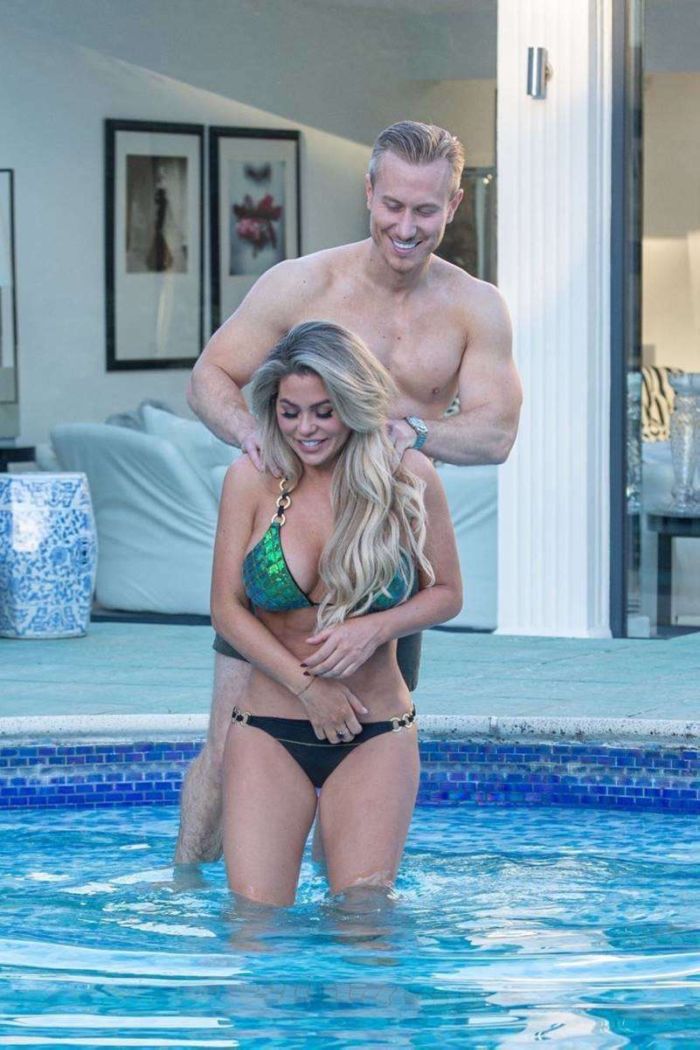 Bianca Gascoigne Enjoying In Bikini At A Swimming Pool In Croatia