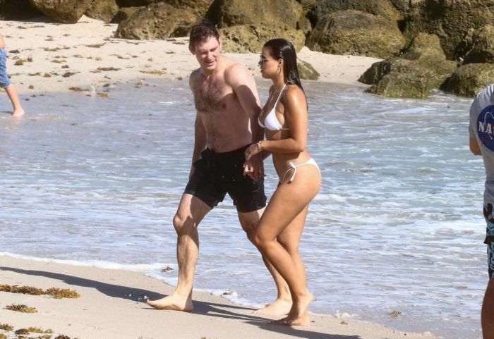 Brooks Nader Vacationing In A White Bikini At A Beach In Miami