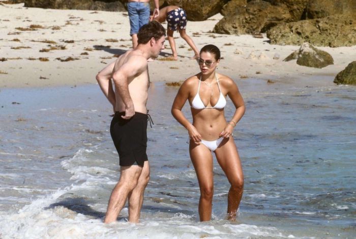 Brooks Nader Vacationing In A White Bikini At A Beach In Miami