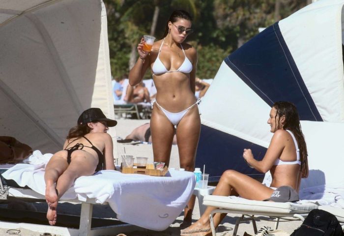 Brooks Nader Vacationing In A White Bikini At A Beach In Miami