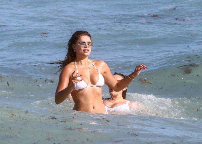Brooks Nader Vacationing In A White Bikini At A Beach In Miami