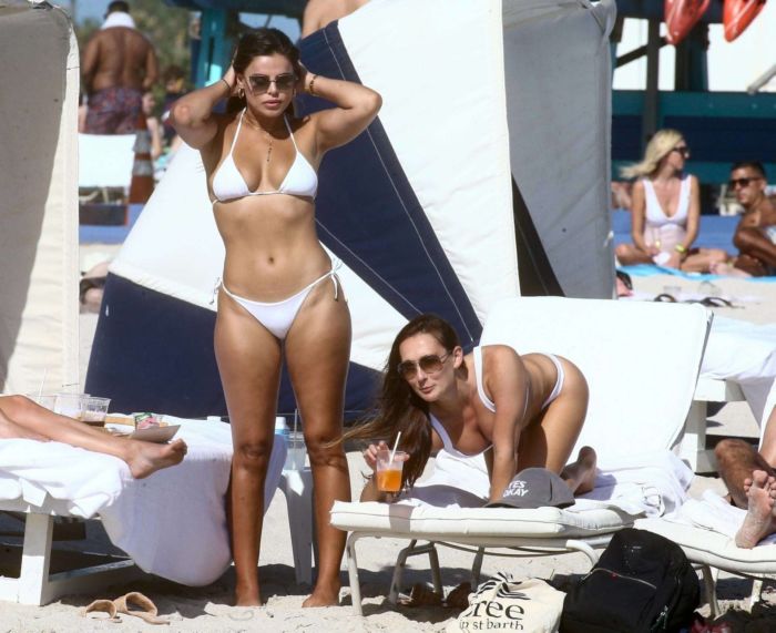 Brooks Nader Vacationing In A White Bikini At A Beach In Miami