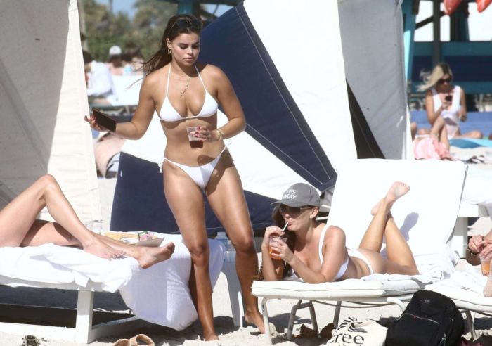 Brooks Nader Vacationing In A White Bikini At A Beach In Miami