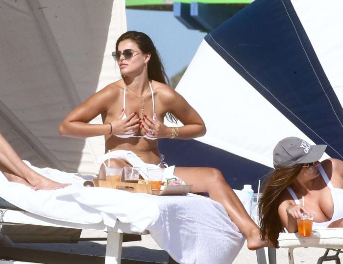Brooks Nader Vacationing In A White Bikini At A Beach In Miami