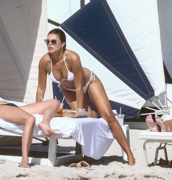 Brooks Nader Vacationing In A White Bikini At A Beach In Miami