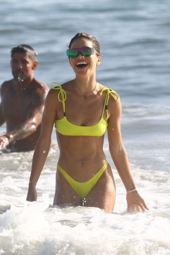 Camila Coelho Plays Volleyball In A Yellow Bikini At The Beach