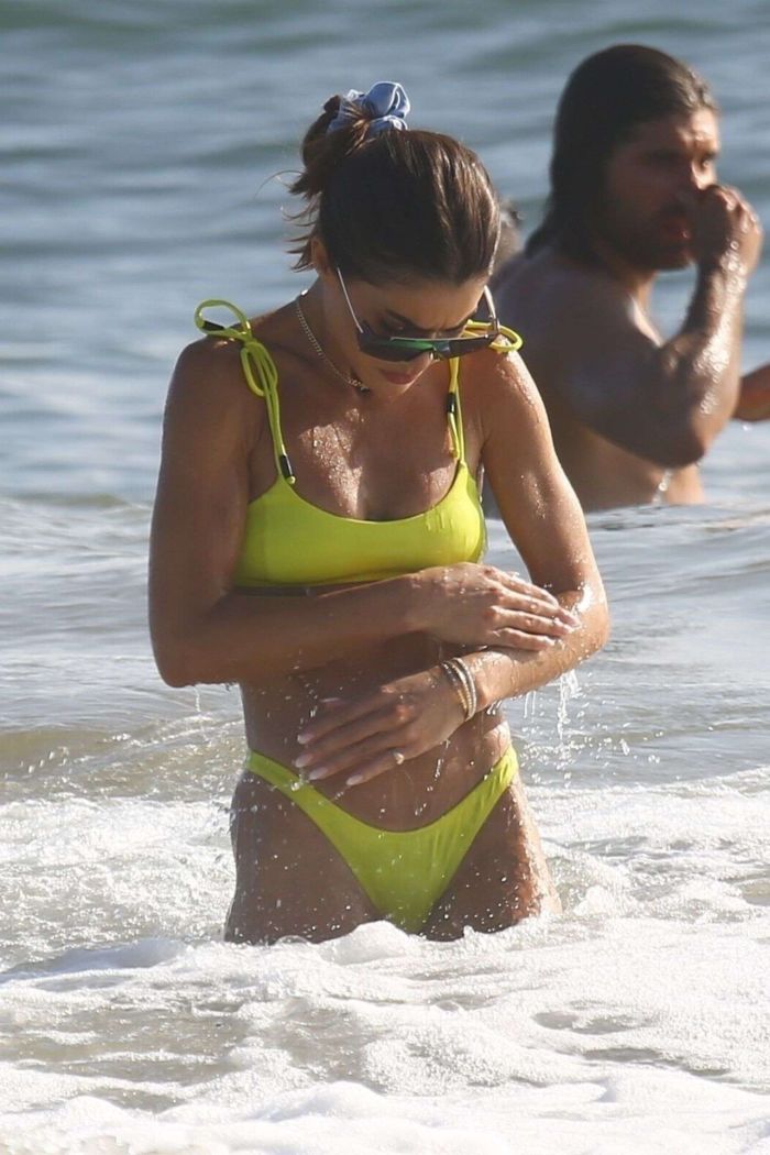 Camila Coelho Plays Volleyball In A Yellow Bikini At The Beach