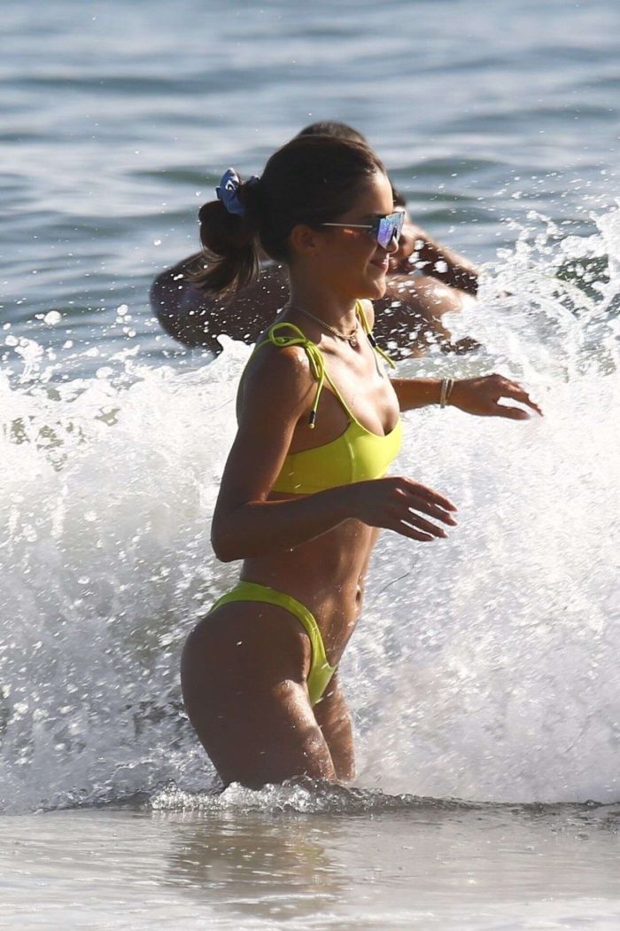 Camila Coelho Plays Volleyball In A Yellow Bikini At The Beach