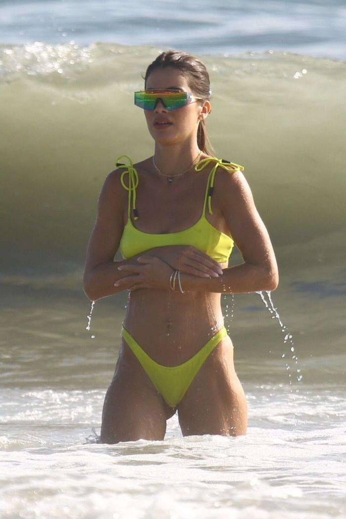 Camila Coelho Plays Volleyball In A Yellow Bikini At The Beach