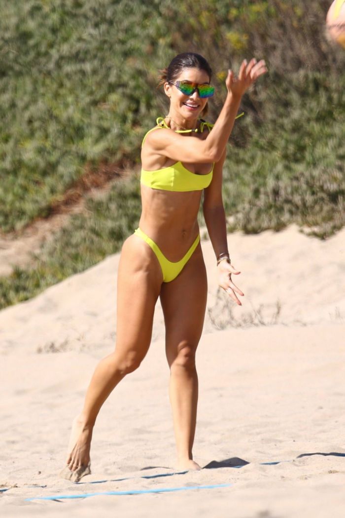 Camila Coelho Plays Volleyball In A Yellow Bikini At The Beach