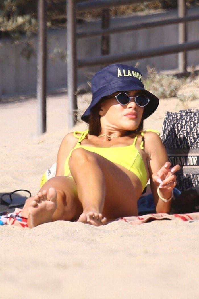 Camila Coelho Plays Volleyball In A Yellow Bikini At The Beach