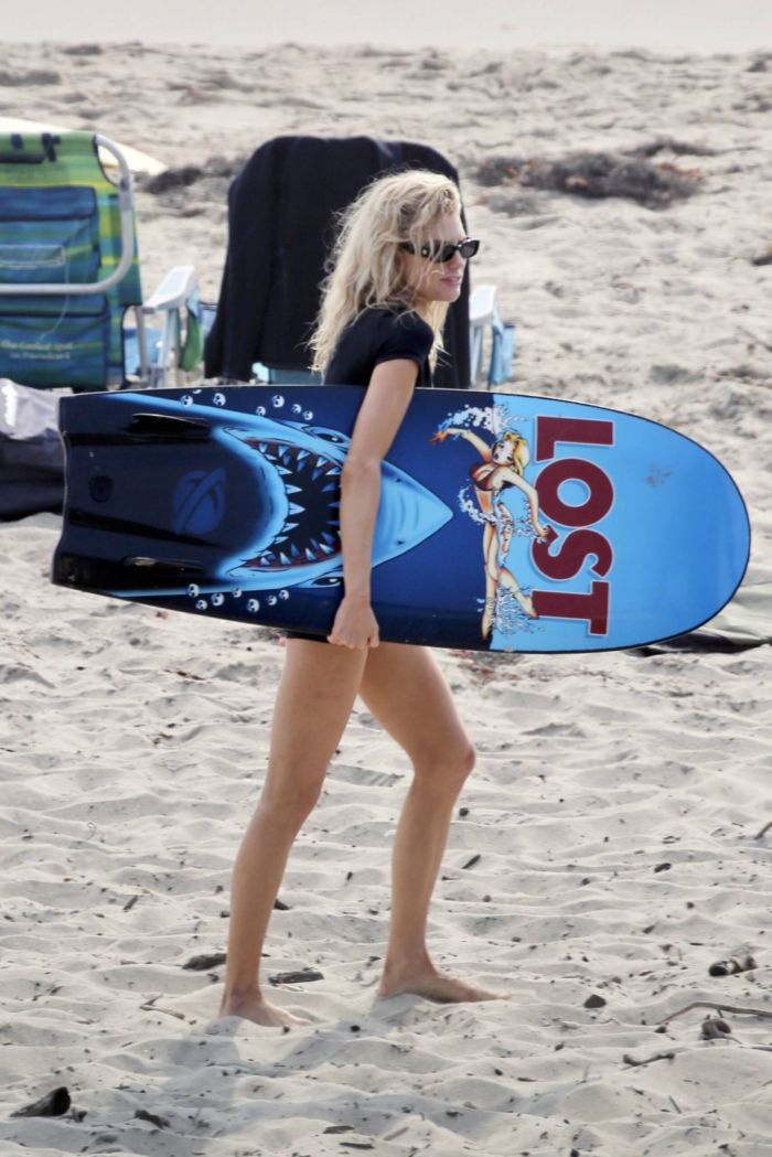 Charlotte McKinney Surfing In Bikini At The Beach In Los Angeles