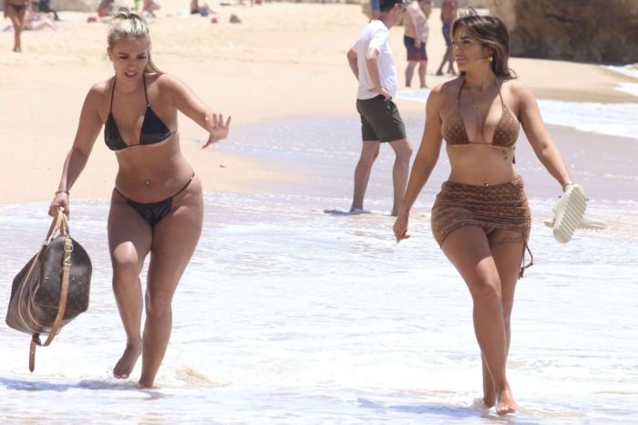 Chloe Ferry In A Latex Bikini With Friend Bethan Kershaw In Portugal