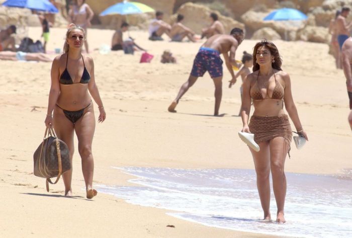 Chloe Ferry In A Latex Bikini With Friend Bethan Kershaw In Portugal