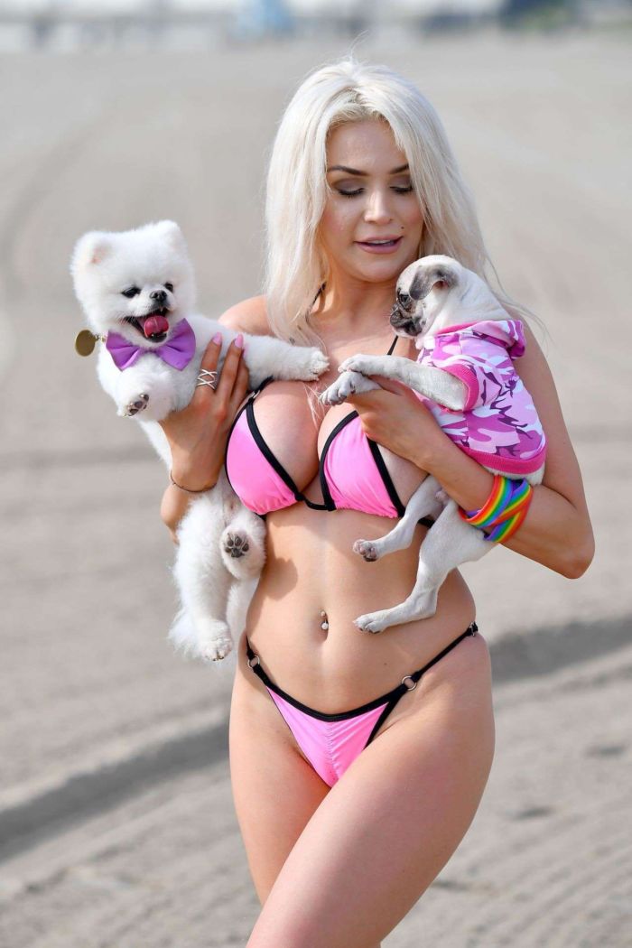 Courtney Stodden In Bikini Walking Her Dogs Out At The Beach In Santa Monica