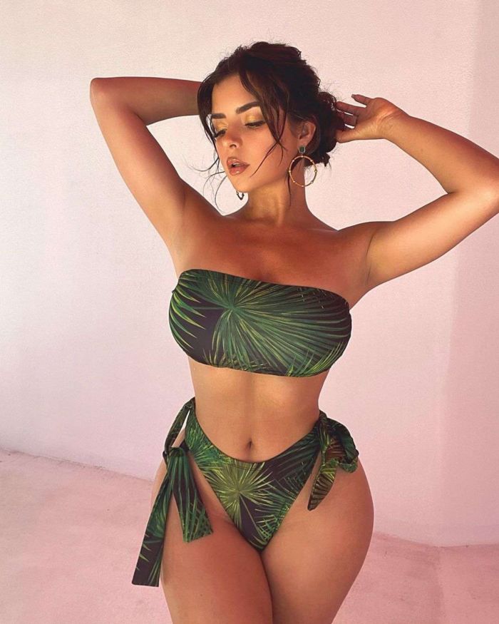 Demi Rose Mawby Tanning In A Green Bikini In Ibiza