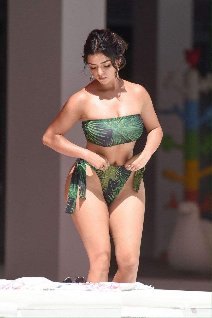 Demi Rose Mawby Tanning In A Green Bikini In Ibiza